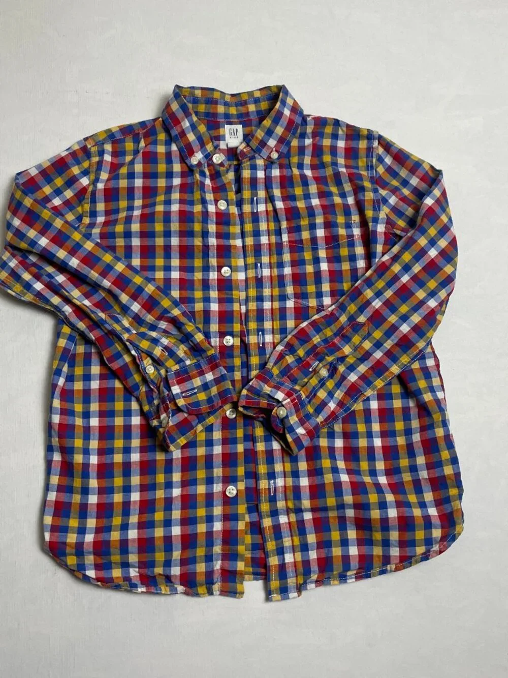 GAP Boys Long Sleeve multicolor Button Up Shirt Sz 10 Regular 100% cotton L